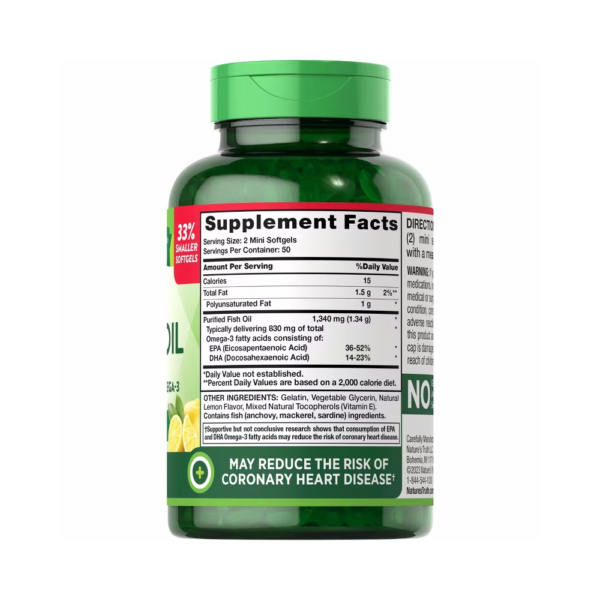 natures truth mini fish oil 1340mg back